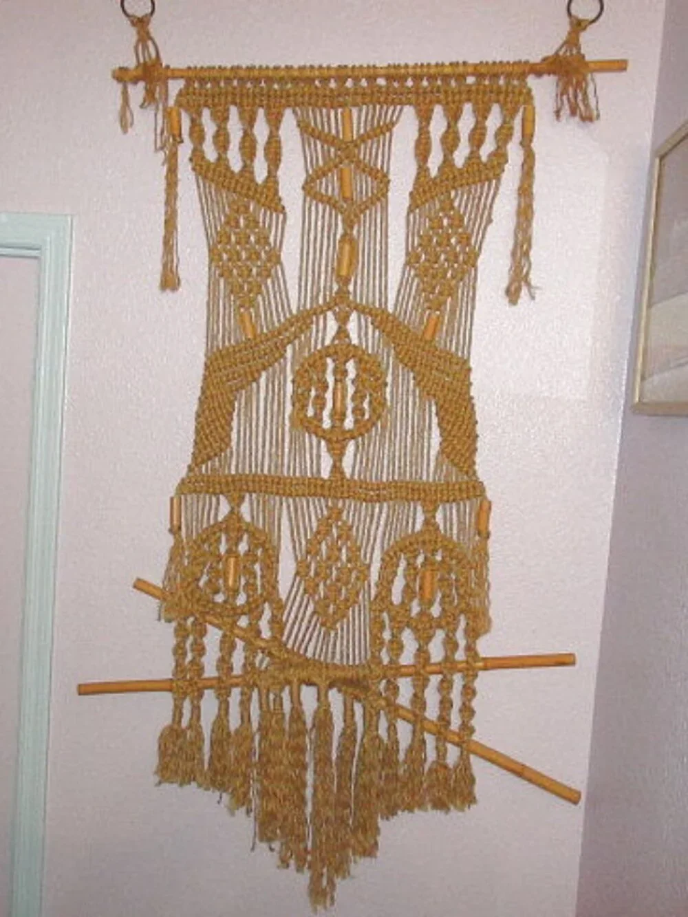 Vtg 70s Macrame Wall Hanging 60
